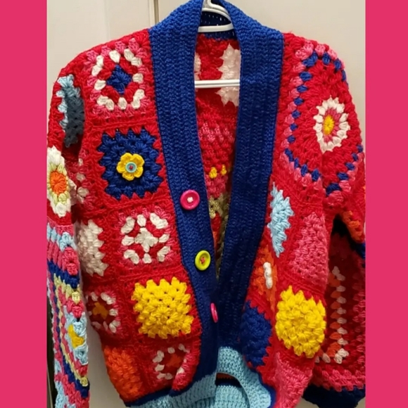 Granny Square Crochet Jacket- Handmade - Picture 4 of 11